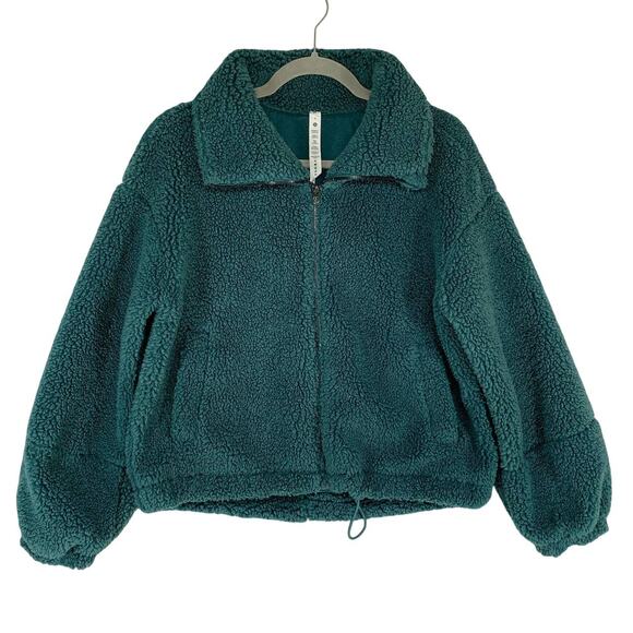 Lululemon Cinchable Fleece Zip Up 6 Green Jasper Plush High Neck Sherpa Athletic - Picture 2 of 16